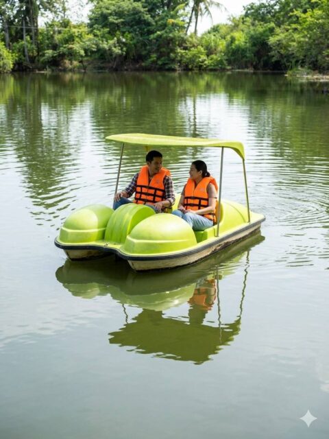 ถีบเรือเล่นในสระน้ำ